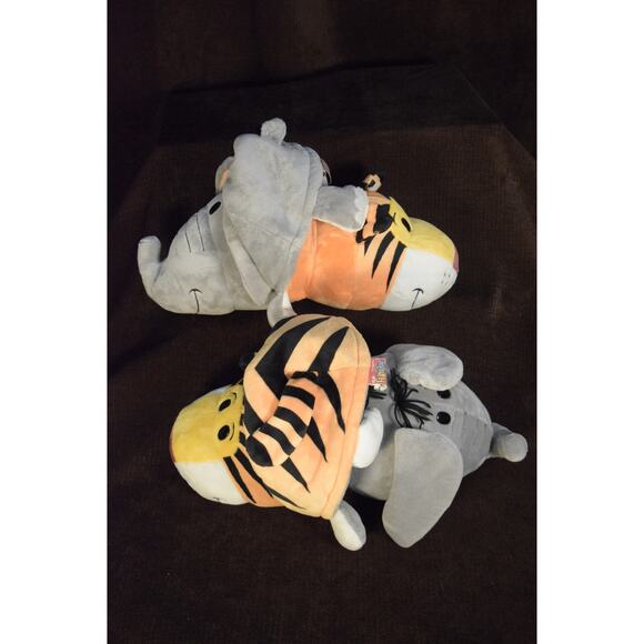 2 Flip A Zoo Plush Reversible Stuffed Animal Elephant /Tiger Safari Jungle Clean - Picture 4 of 6